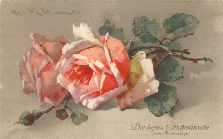 em087-Catherine Klein Romantic Pink Roses Vintage