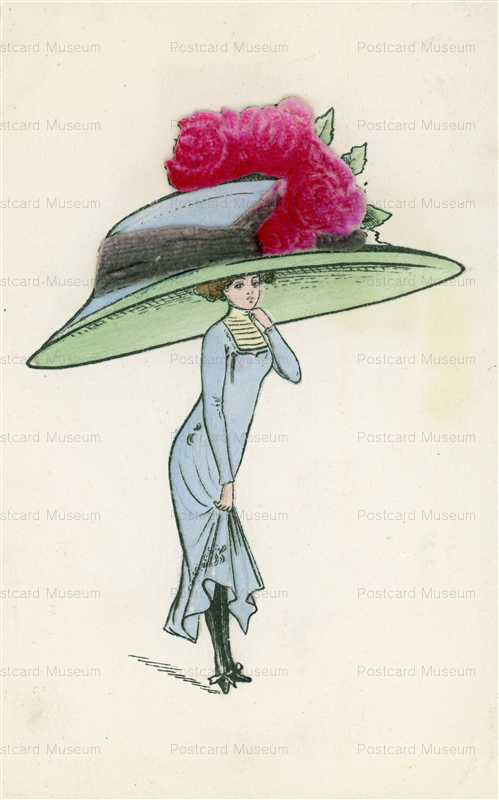 fa530-Large Hat with Roses Lady