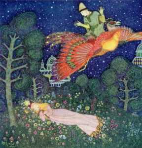 fo138-Edmond Dulac the Fire Bird Princess Aasleep Fairy Book