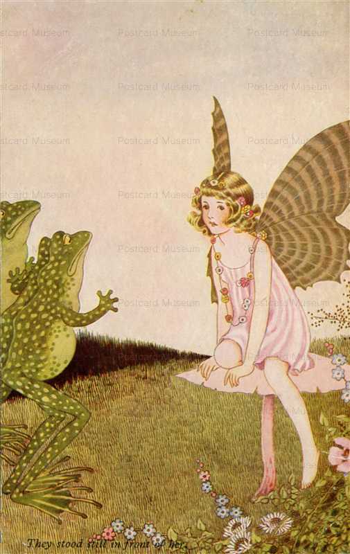 fo155-Ida Rentoul Outhwaite They Stood in Front of Her Fairy Girl & Frogs