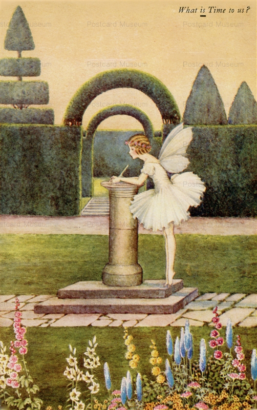 fo175-Ida Rentoul Outhwaite What is Time To Us,Flowers Hedge Gate.Fairy Wings Elves and Fairies Series From Blossom