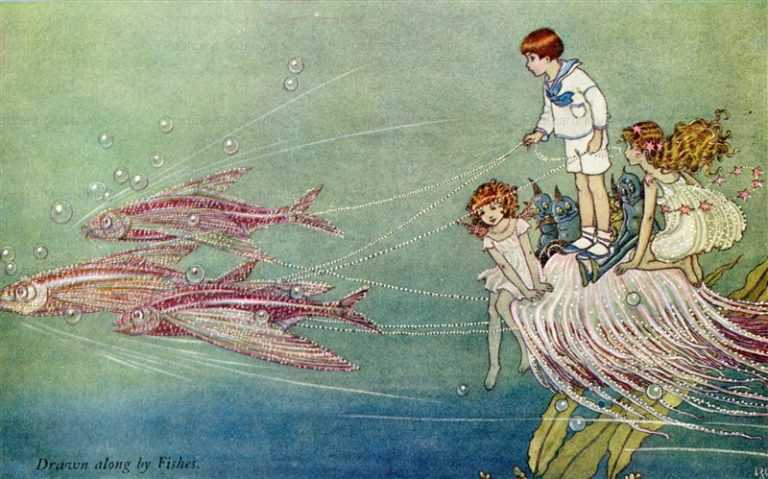 fo210-Ida Rentoul Outhwaite Drawn Along by Fishes