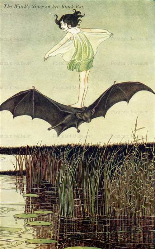 fo225-Ida Rentoul Outhwaite Witch's Sister on Her Black Bat