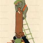 hc530-大津画 寿老人(外法と大黒の梯子剃り) 長命を保ち百事如意