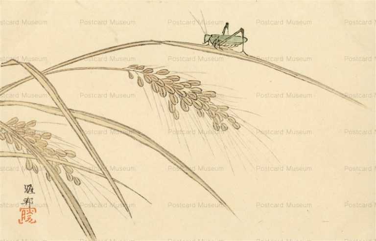kfg480-橋本雅邦 稲穂にバッタ