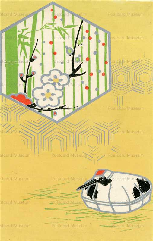 kfg665-梅に竹 鶴