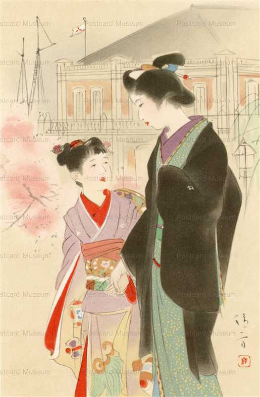 鏑木　清方【夏の女客・部分】、年代物、希少画集画、状態良好 鏑木 清方【夏の女客・部分】、年代物、希少画集画、状態良好