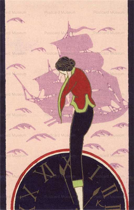 絵葉書■アート　版画■小林かいち画　ダイヤのエースと女性図　京都さくらい屋　 千寿大徳寺派 黄梅院 小林太玄 利休居士坐像 美山画 紙本