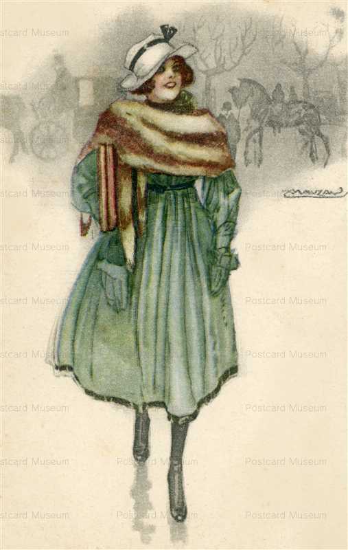 ma031-Mauzan Elegant Woman Fur and Hat