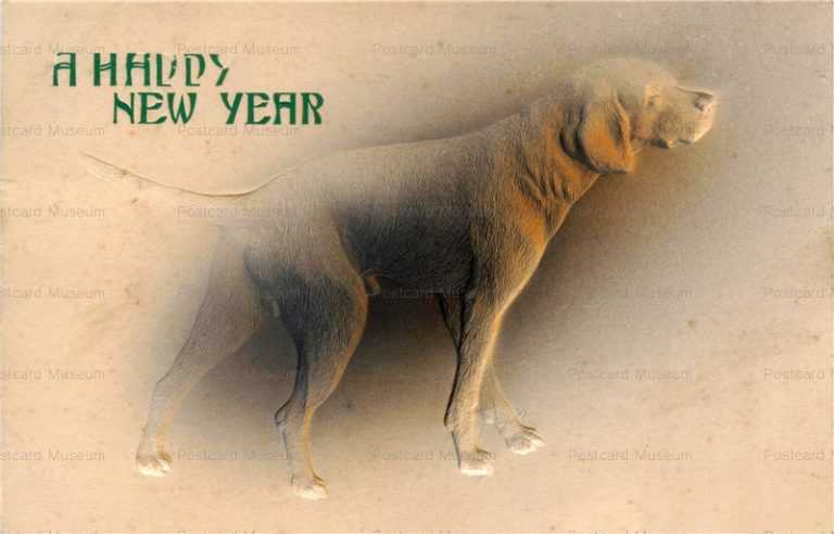 ni630-Dog Happy new year emboss 新年 エンボス