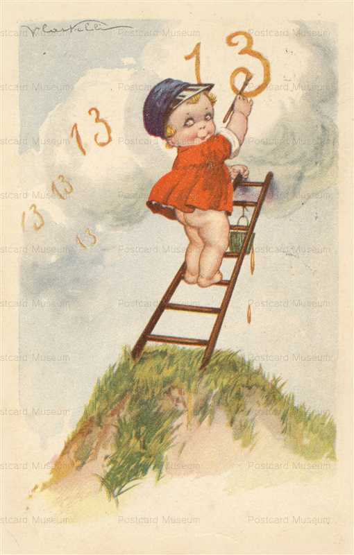qb035-Writing Baby at Ladder