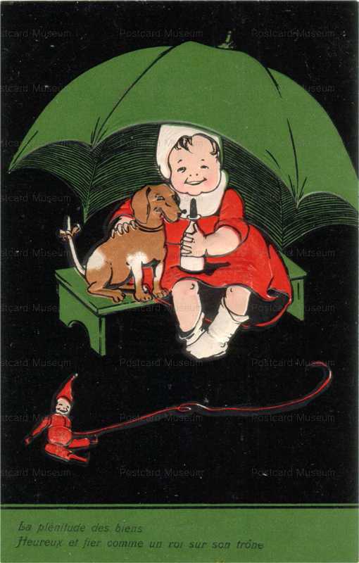 qb065-Children Dachshund Doll Clown French Embossed Umbrella