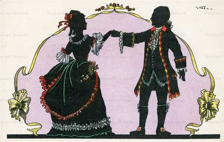 sic088-Silhouette Steen 18th Century Romantic Couple