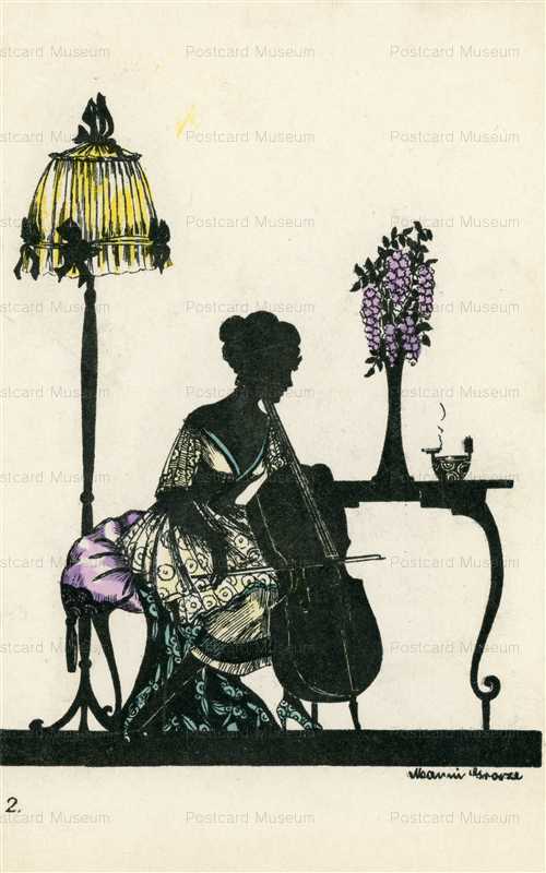 sic360-Manni Grosze Art Deco Woman Plays Cello Silhouette