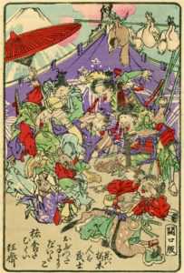 ukk601-暁斎 狂斎百図 一 花ハ桜木人ハ武士 おぶった子よりだいたこ 猪食ったむくい