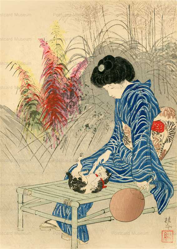 uzo550-武内桂舟 猫と女 | 絵葉書資料館