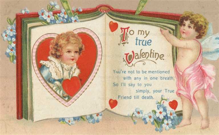 v310-Valentine Cupid Standing Next to a Book