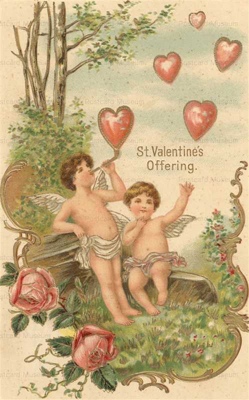 v328-Valentine Roses Cupid Heart Bubbles