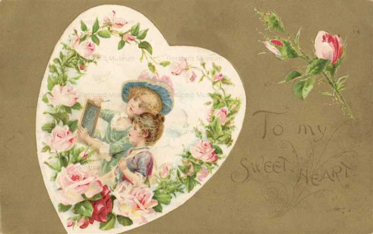 v705-Valentine Girls Heart Roses