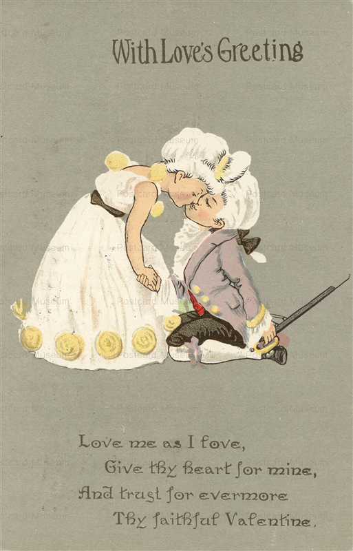 vh140-Vlentine Postcard Costumed Children Kiss