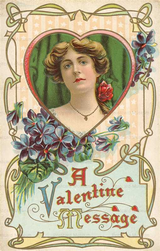 vl557-Valentine Postcard Deco Design Lady