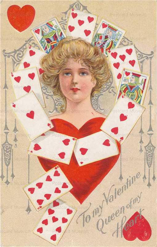 vl730-Valentine's Day Postcard-Queen of Hearts