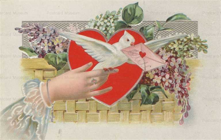 vl955-Lady's Hand with Dove Letter Heart & Flowers