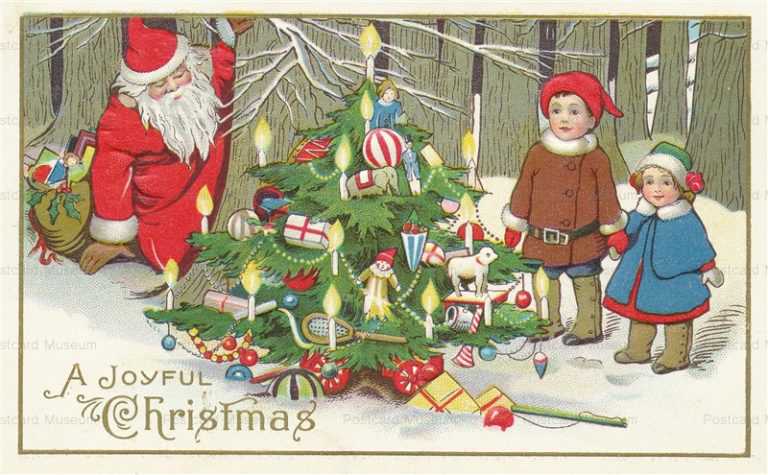 xm415-Christmas Santa Children Woods Tree Toys