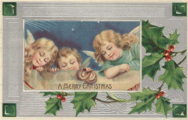 xm680-Pretty Christmas Angels & Holly