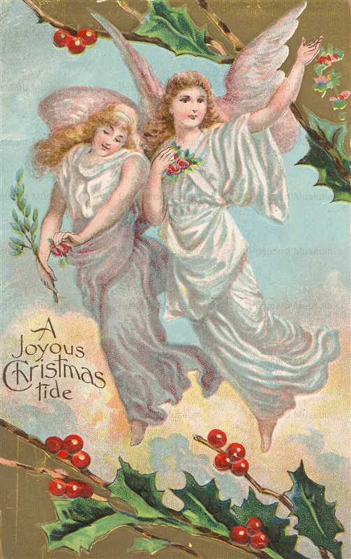 xm745-Christmas Angels Embossed Postcard
