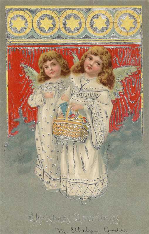 xm755-Happy Christmas Angels Star Gold