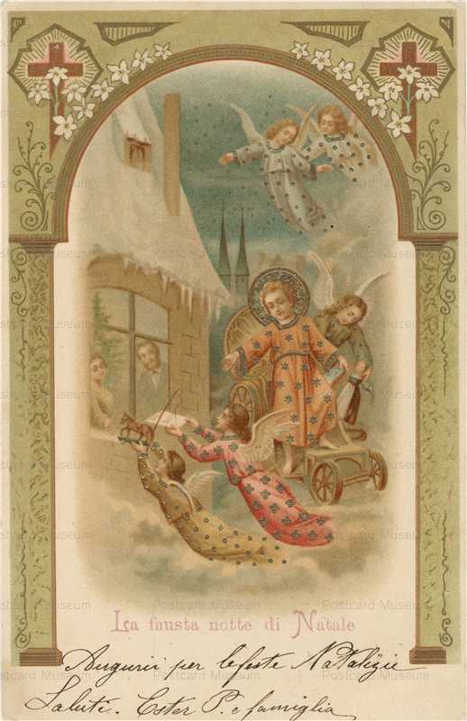 xm805-Christmas Angels Delivering Presents to Family