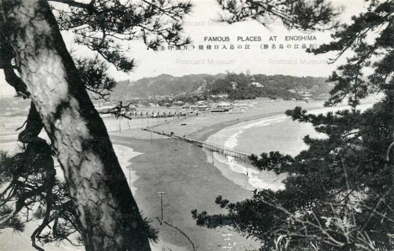 la405-Enoshima 江の島入口桟橋ト片瀬町全景 相州江の島名勝