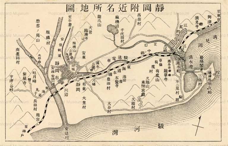 uc195-Map of Shizuoka 静岡付近名所図