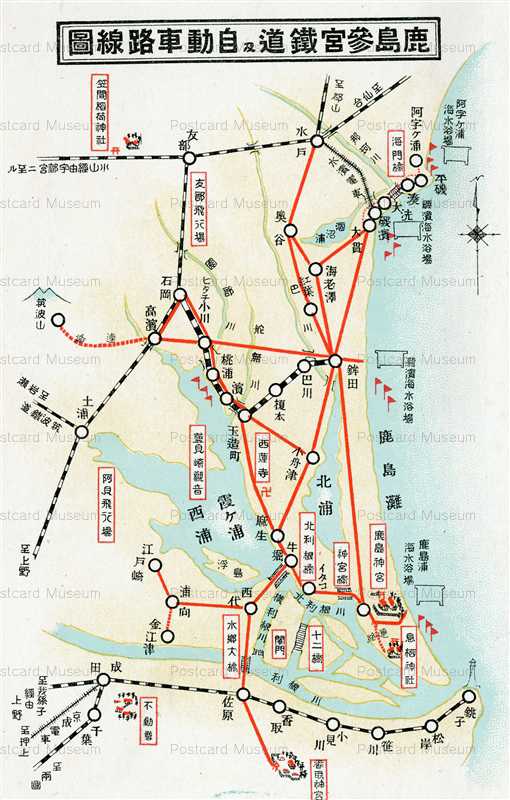 ll1500-Route map Kashima Ibaraki 鹿島参宮鐵道と自動車路線圖 茨城