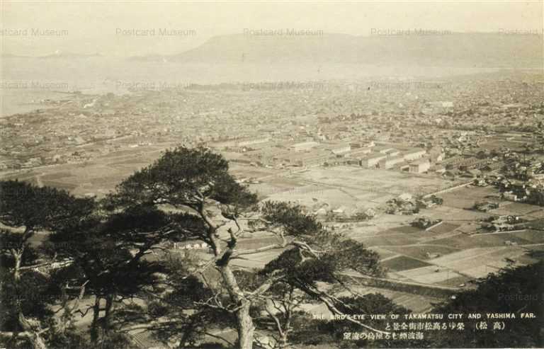 xk583-Bird's eye Viewe Takamatsu City and Yashima 高松市街全景 屋島遠望