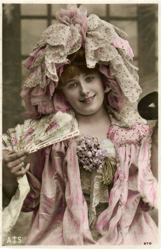 el045-Bonnet Fan Edwardian Lady