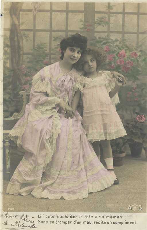 el392-Edwardian Dressed Lady and Girl