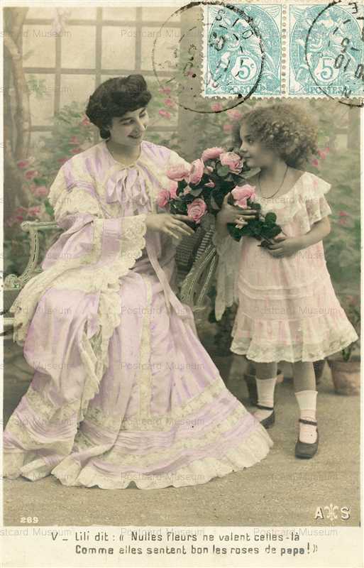 el396-Edwardian Dressed Lady and Girl