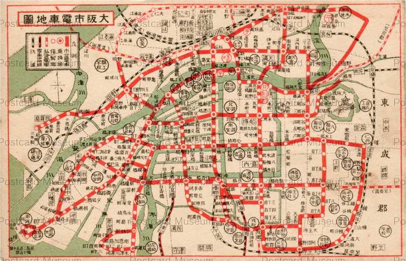 Ouc005 Map Osaka 大阪市電車地図 絵葉書資料館