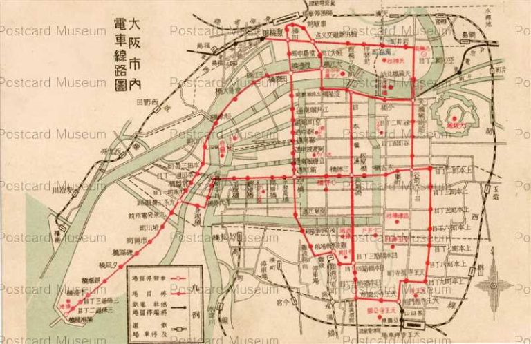 ouc007-Map Osaka 大阪市内 電車線路図