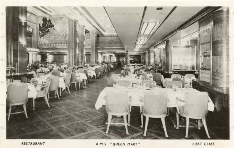 shi555-Interior View RMS Queen Mary Restaurant 1st Class
