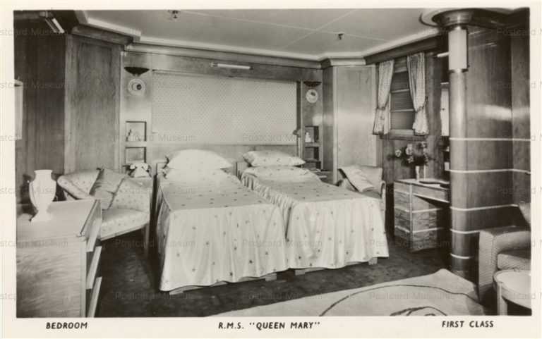 shi559-Interior View RMS Queen Mary Bedroom 1st Class