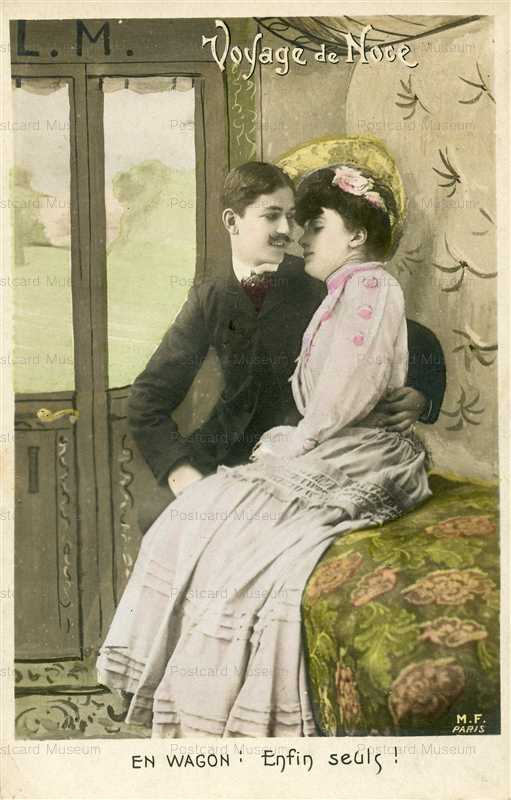 trm630-French Fantasy PC-Couple in Railroad Car