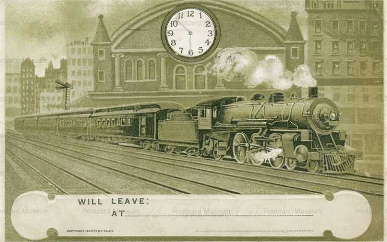 trm710-Train Engine Tracks Railroad Old Greeting