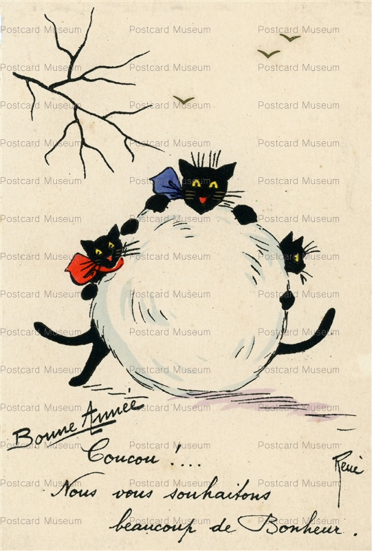 acc115-Rene Cat Big Snow Ball Bonne Annee
