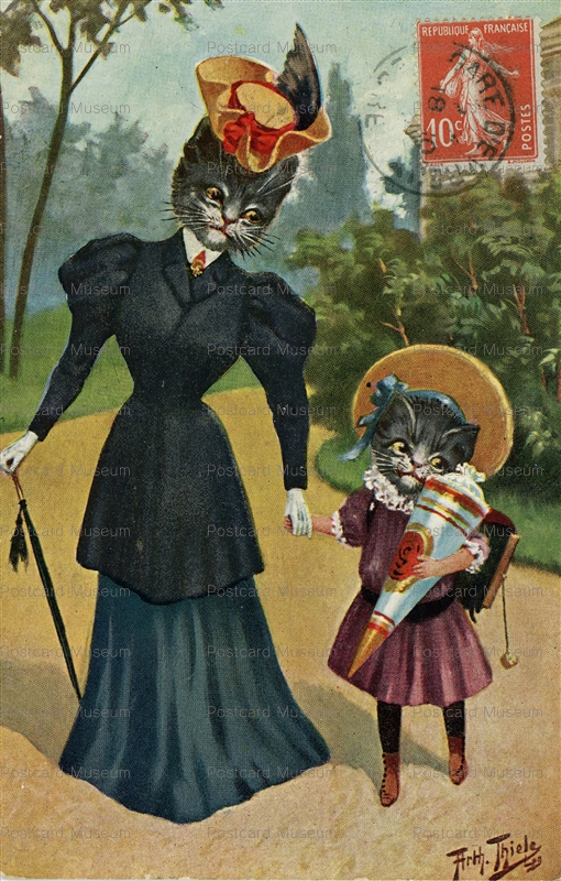 acc257-Arthur Thiele Dressed Cats Mother & Child