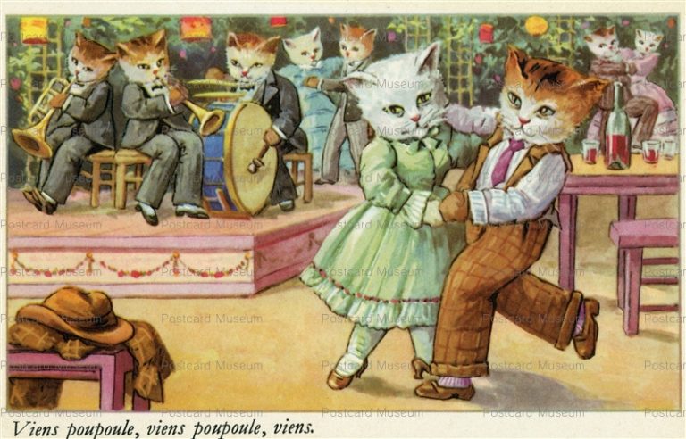 acc375-Dressed cat fantasy Dancing Jazz band music 1930s