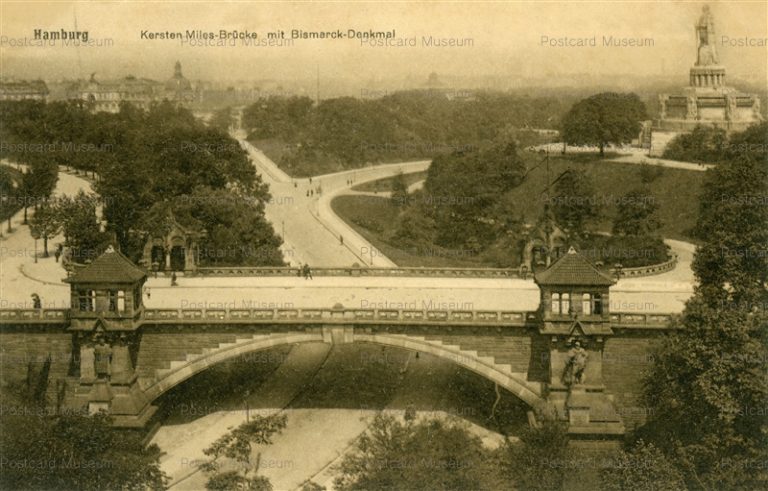 eug116-Hamburg Kersten Miles-Brucke mit Bismarck-Denkmal