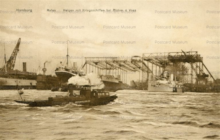 eug128-Hamburg Mafan Heigen mit Kriegsschiffen bei Blohm & Voss